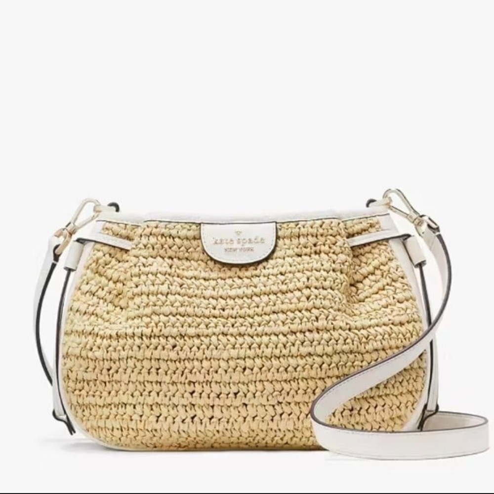 NWT  Kate Spade Dumpling Straw Crossbody, Parchment Multi